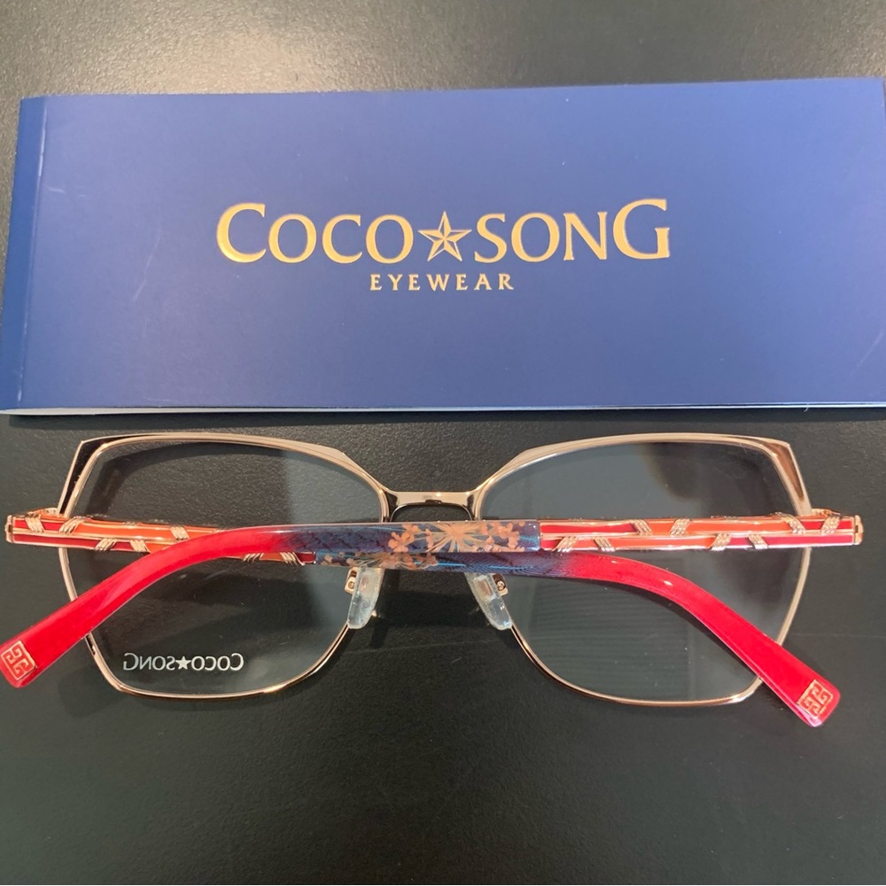 Women's Red Accent Rectangular Eyeglasses NWT - image 1